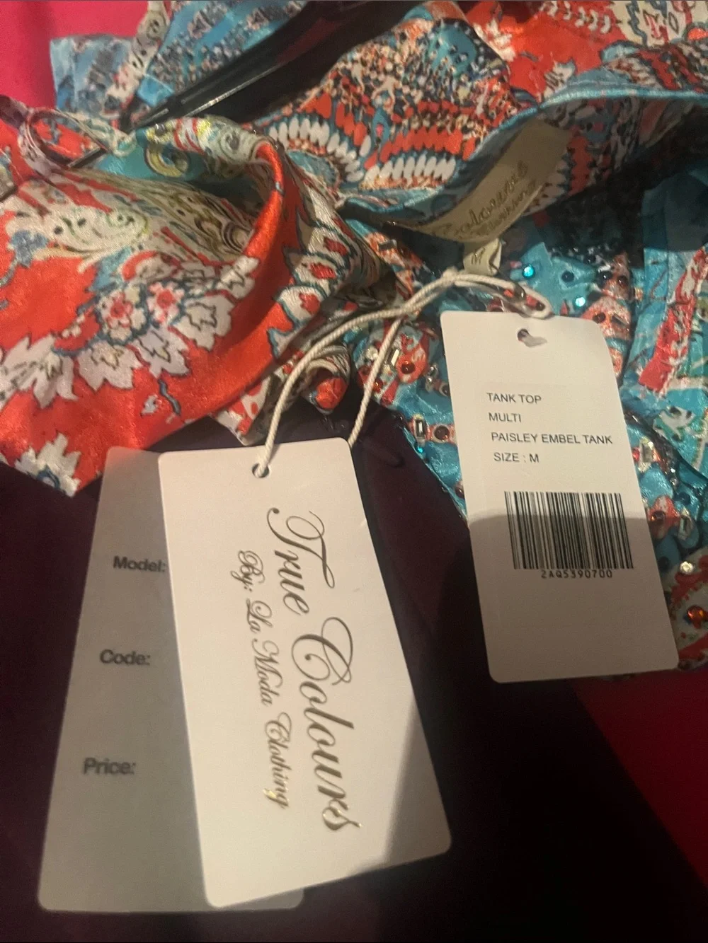 Paisley Print Two-Piece Skirt Set in Coral & Turquoise